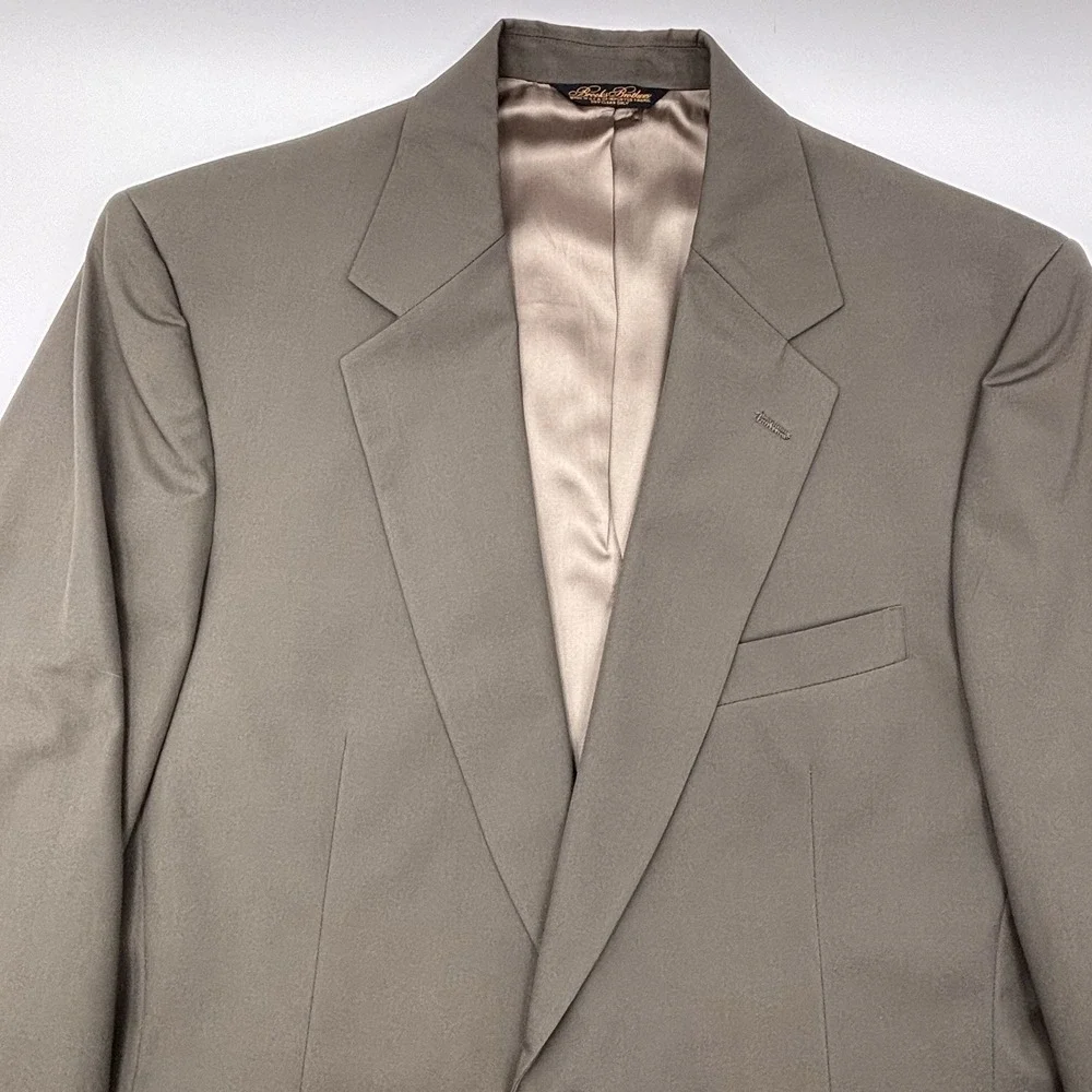 Brooks Brothers Mens 44L 2 Button Blazer Sport Coat Olive Green Taupe 1254-J4CJ